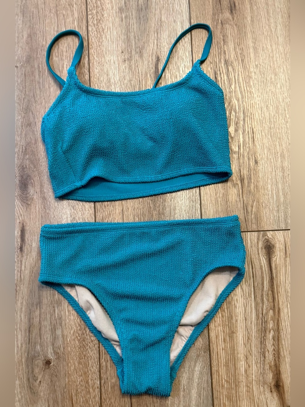 Textured Teal Two-Piece Bikini Set